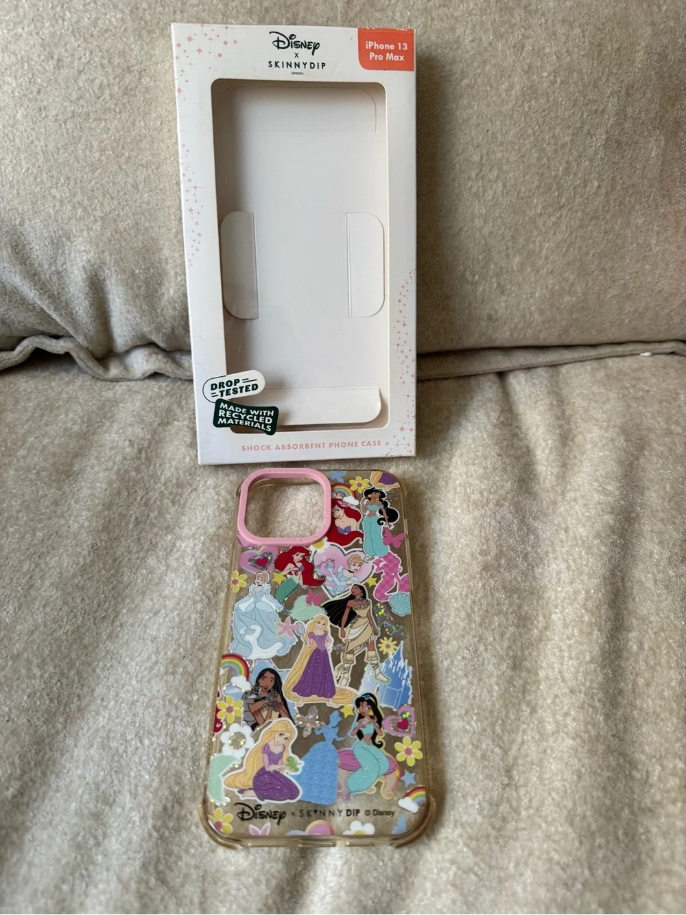 Disney Pink Accented Clear Case with Rainbow Princess Stickers